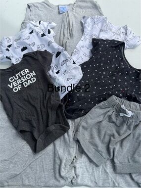 Baby Clothing Bundle - Gray & Black Onesies + Shorts